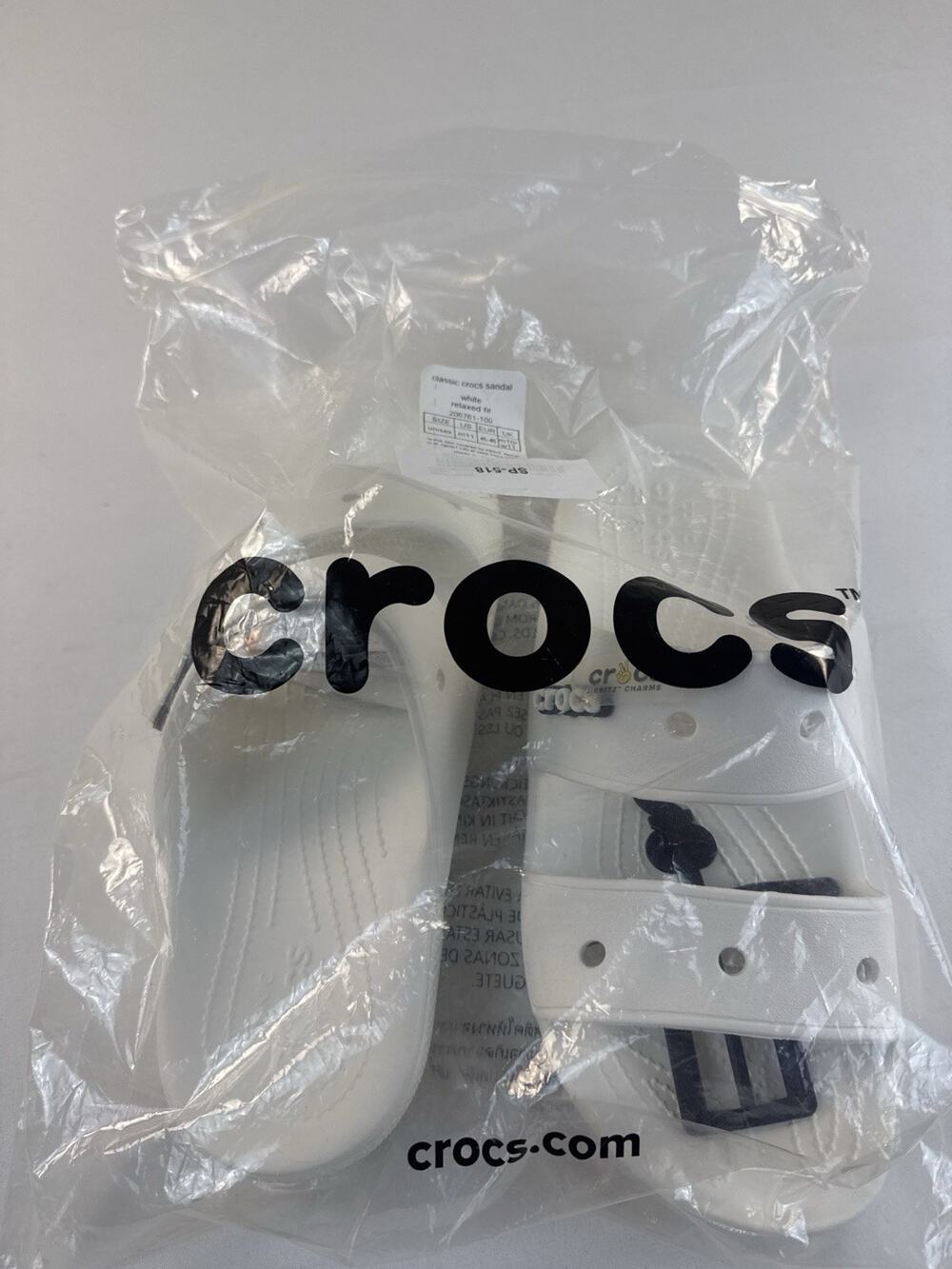 Crocs Classic Sandal White M11 W11 206761-100 Two Strap Slides